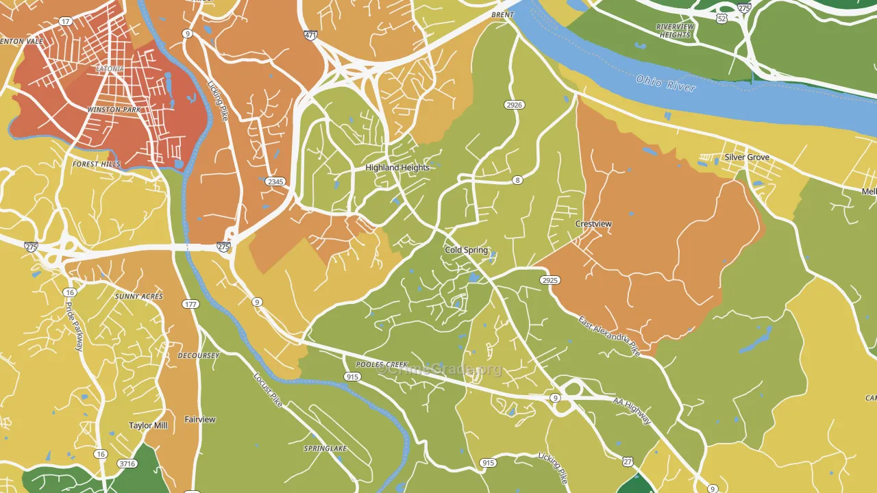 41076, KY Map of Violent Crime Rates