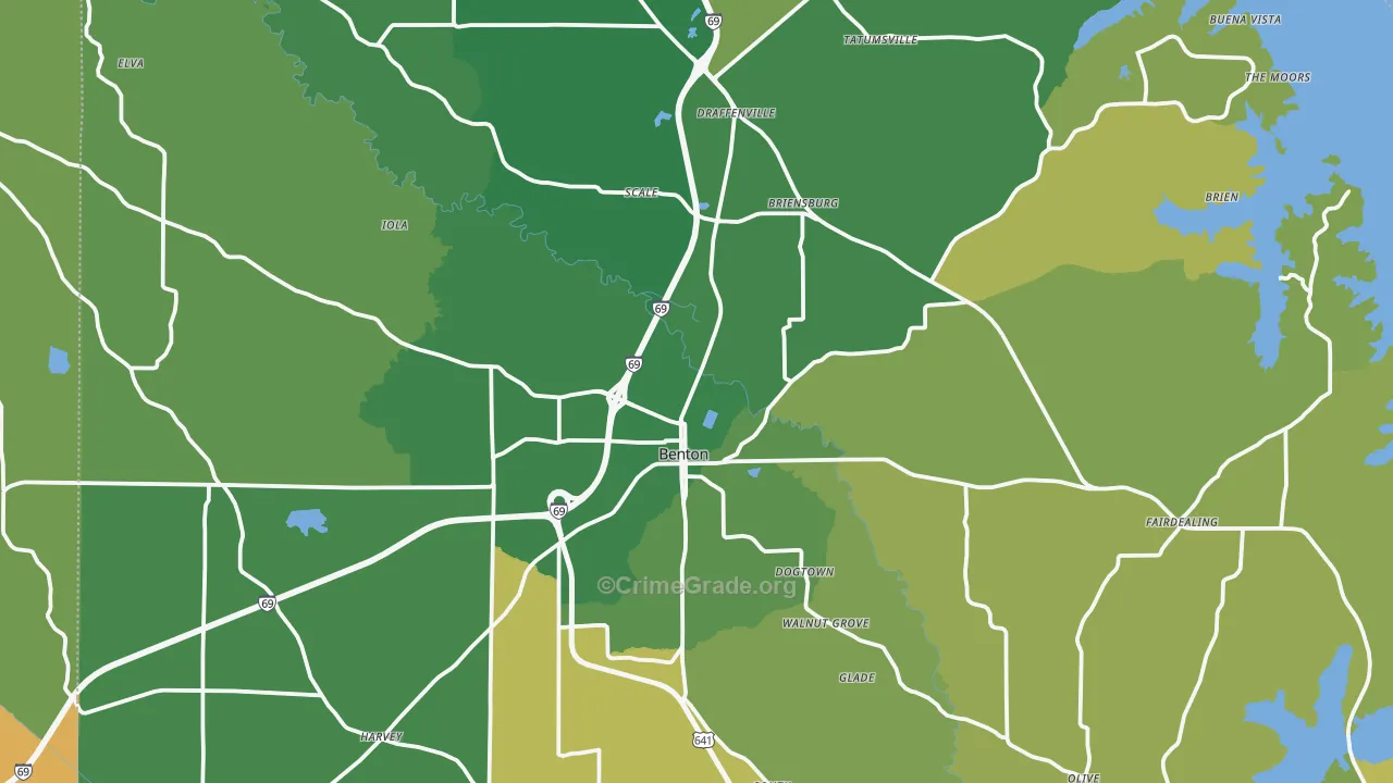 42025, KY Map of Violent Crime Rates