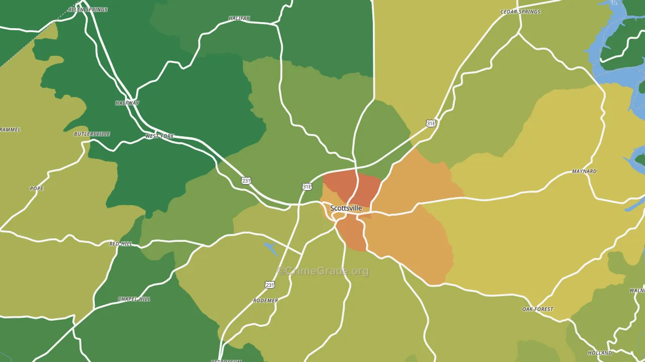 42164, KY Map of Violent Crime Rates