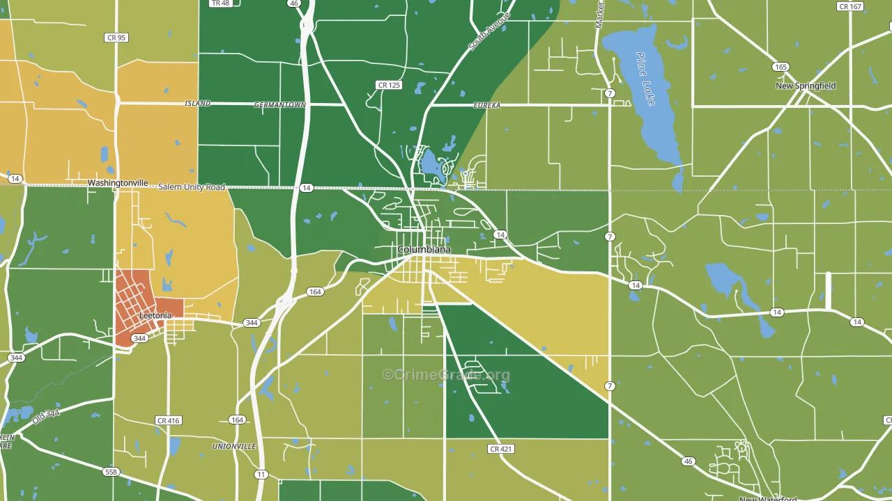 44408, OH Map of Violent Crime Rates