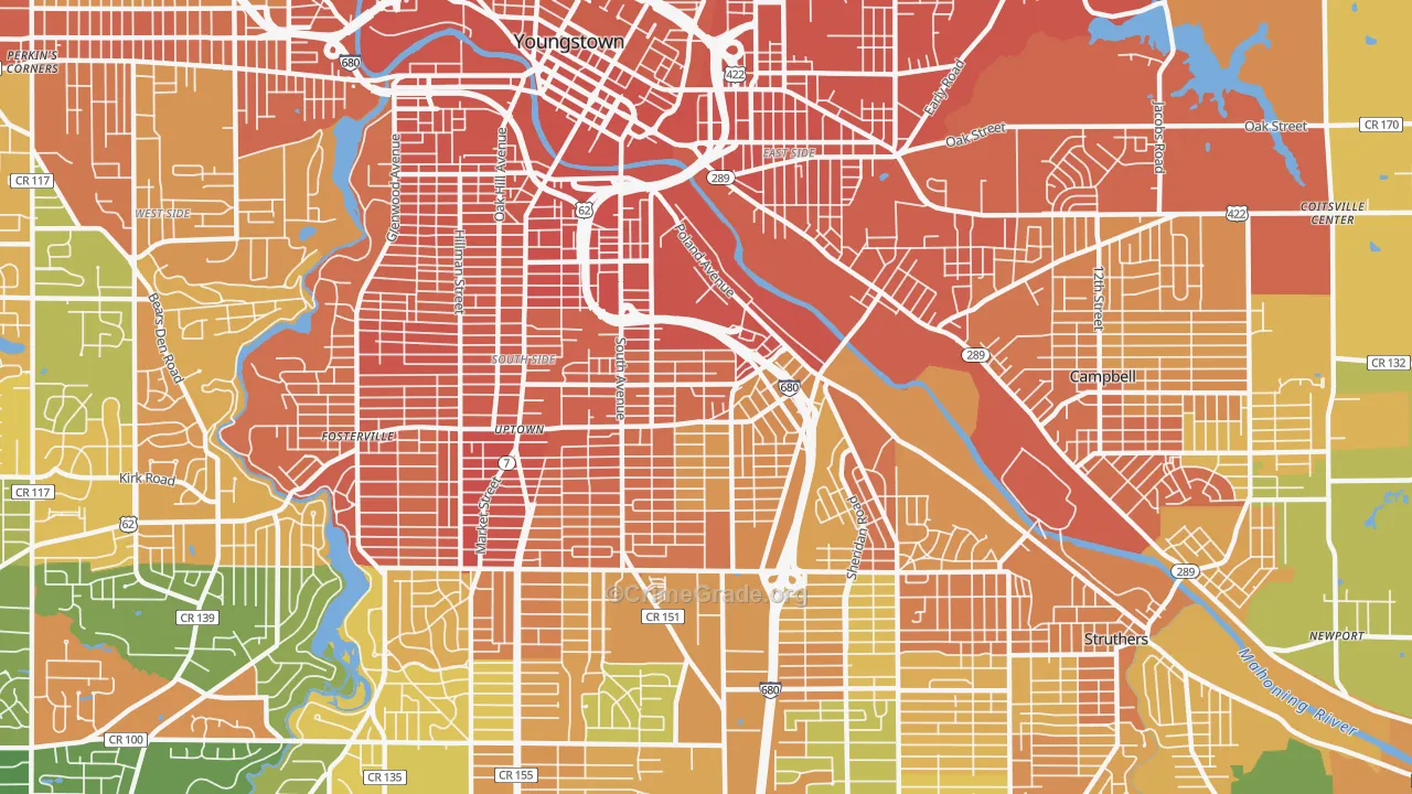 44502, OH Map of Violent Crime Rates
