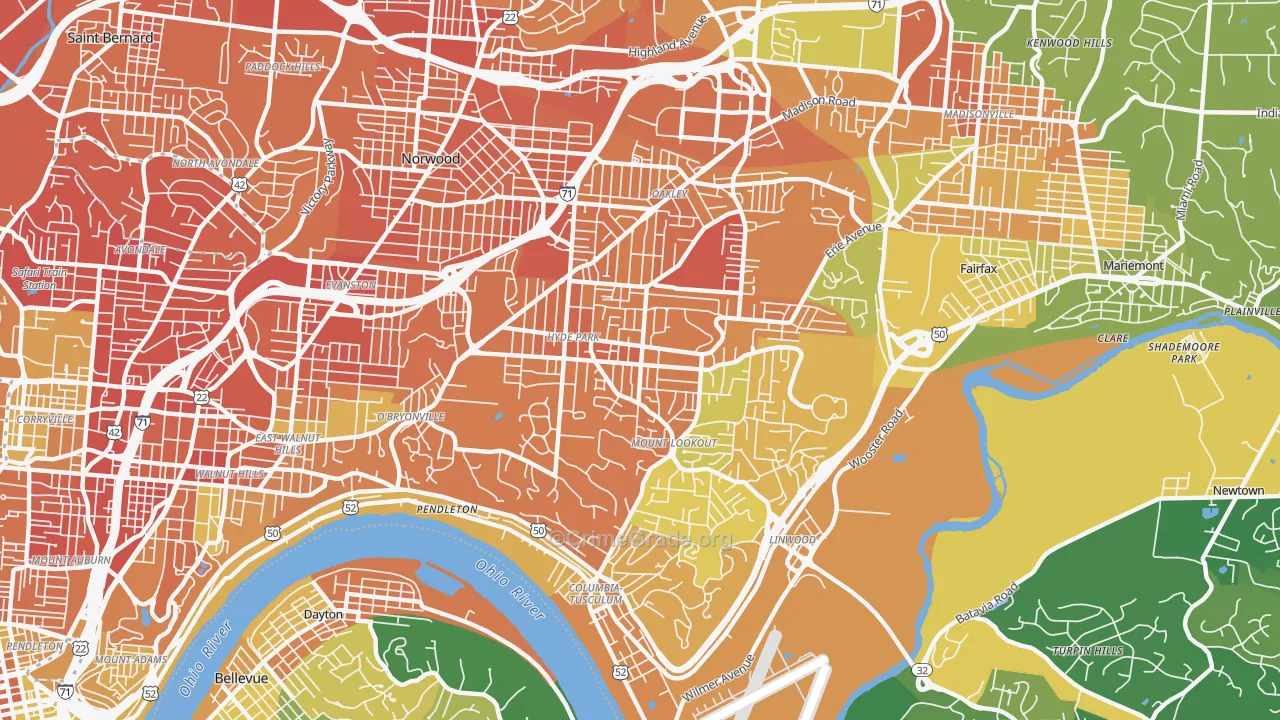 45208, OH Map of Violent Crime Rates