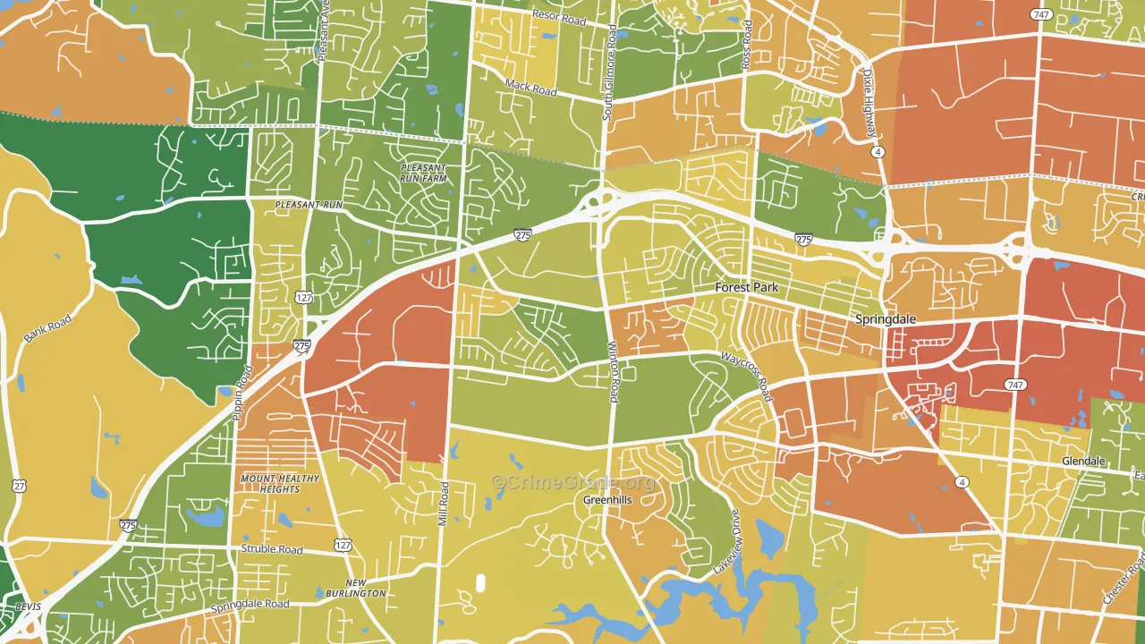 45240, OH Map of Violent Crime Rates