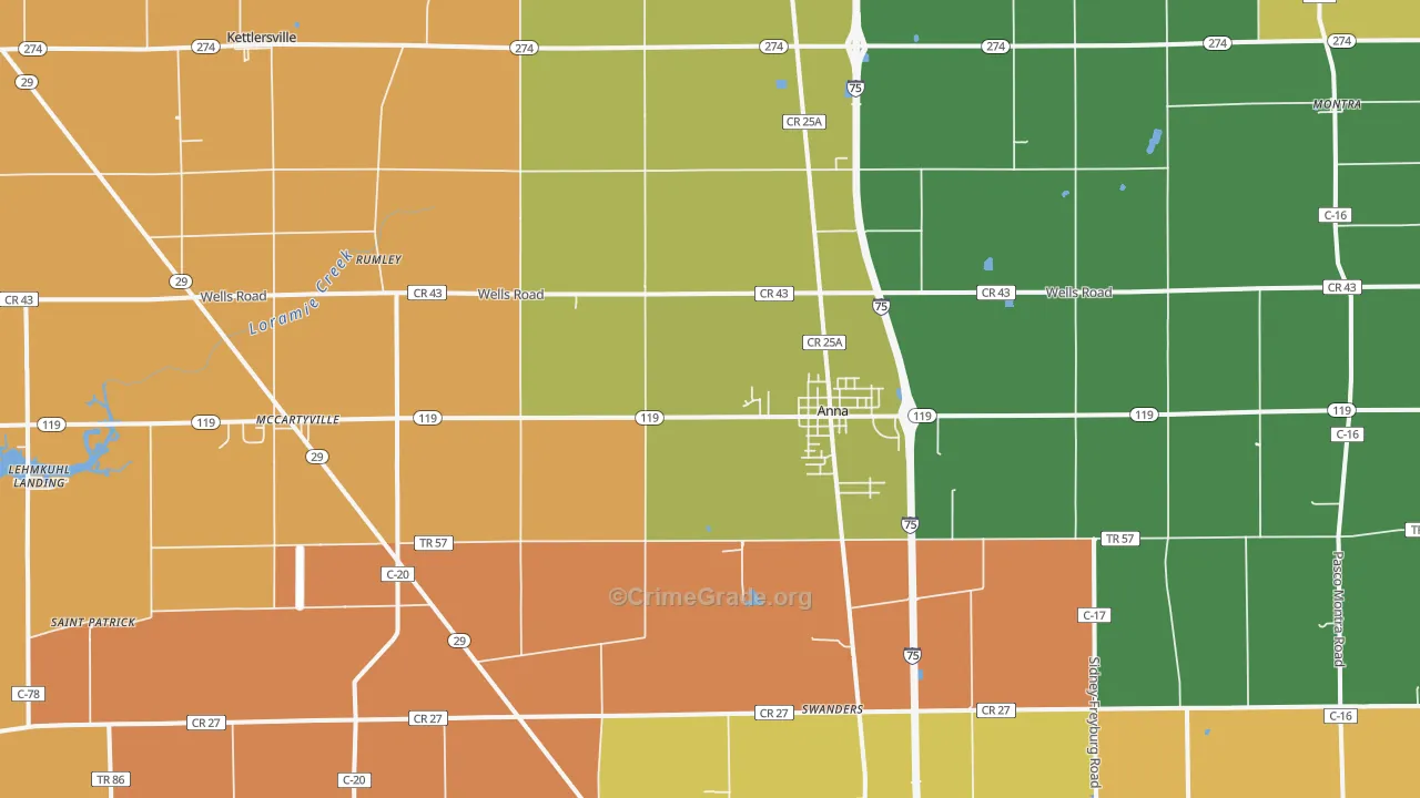 45302, OH Map of Violent Crime Rates