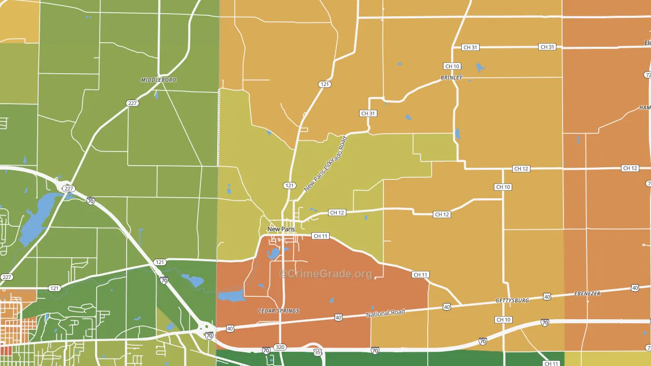 45347, OH Map of Violent Crime Rates