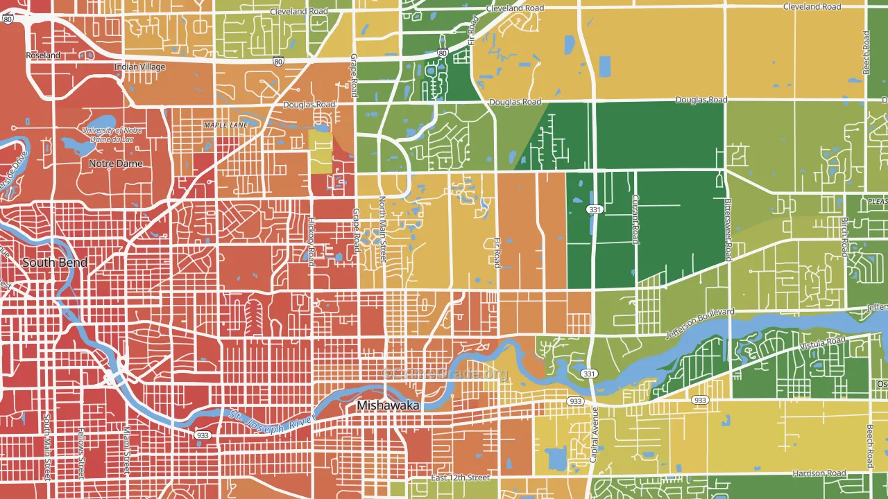 46545, IN Map of Violent Crime Rates