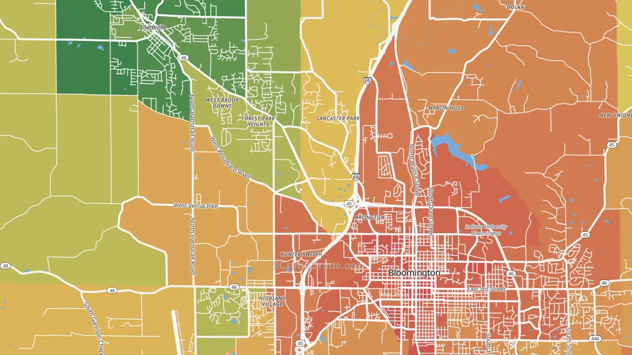 47404, IN Map of Violent Crime Rates