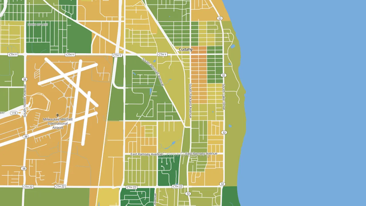 53110, WI Map of Violent Crime Rates