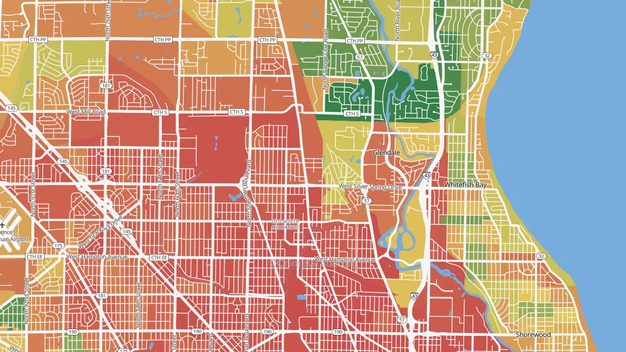 53209, WI Map of Violent Crime Rates