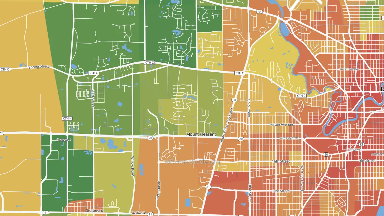 53406, WI Map of Violent Crime Rates