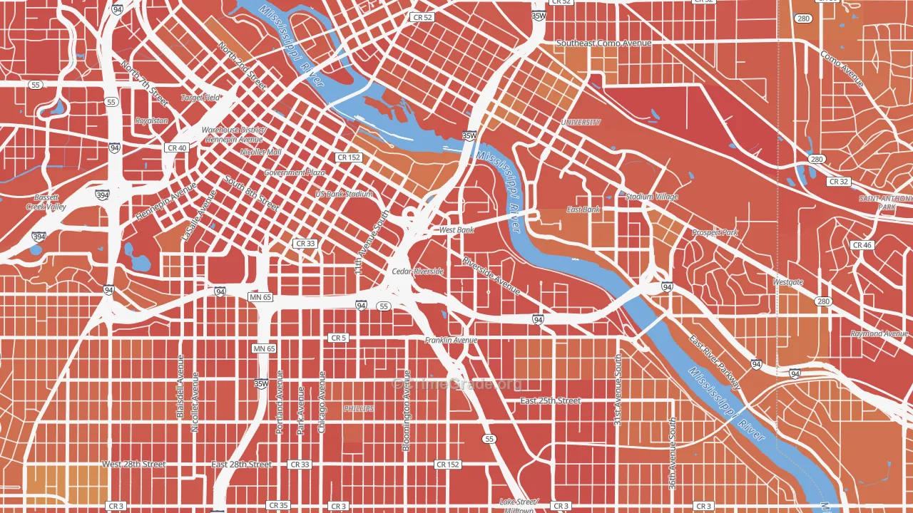 55454, MN Map of Violent Crime Rates