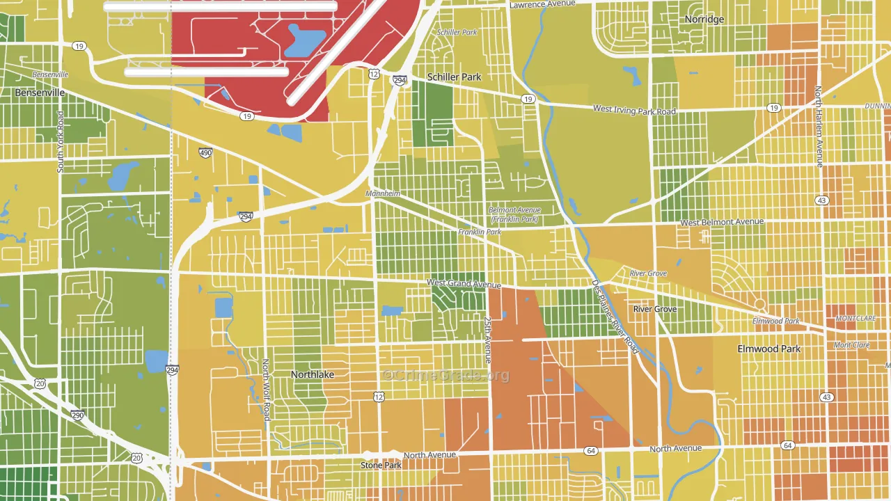 60131, IL Map of Violent Crime Rates