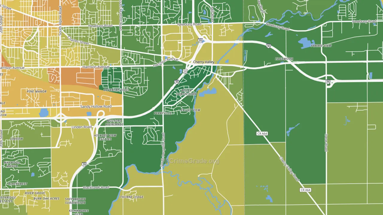 61016, IL Map of Violent Crime Rates