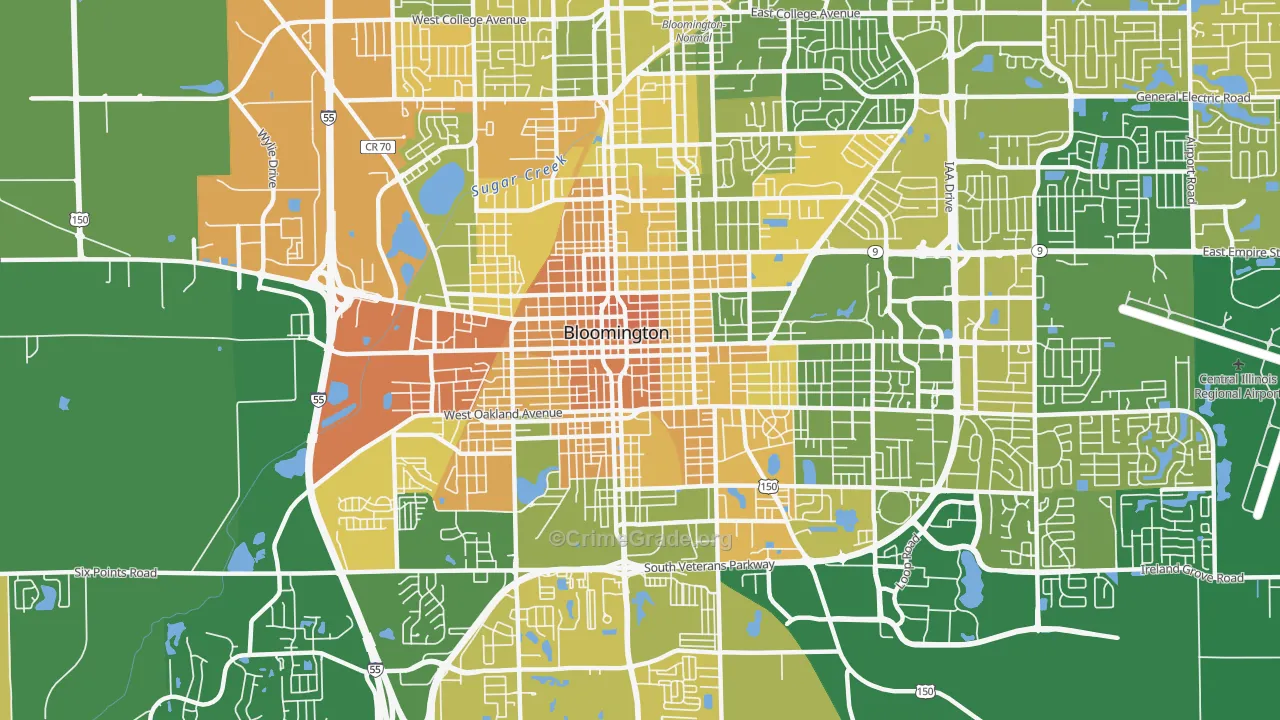 61701, IL Map of Violent Crime Rates
