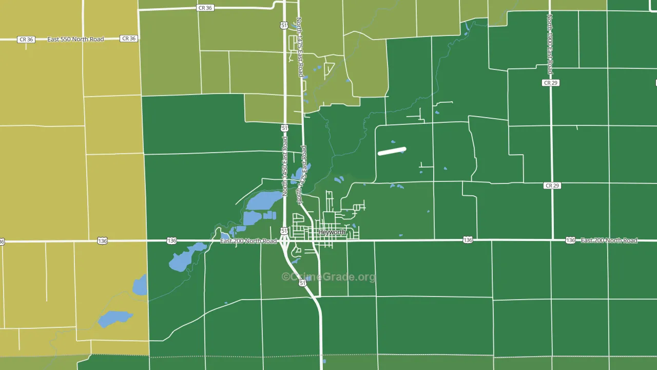 61745, IL Map of Violent Crime Rates