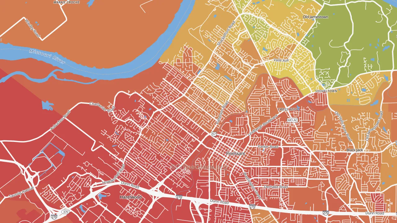 63031, MO Map of Violent Crime Rates