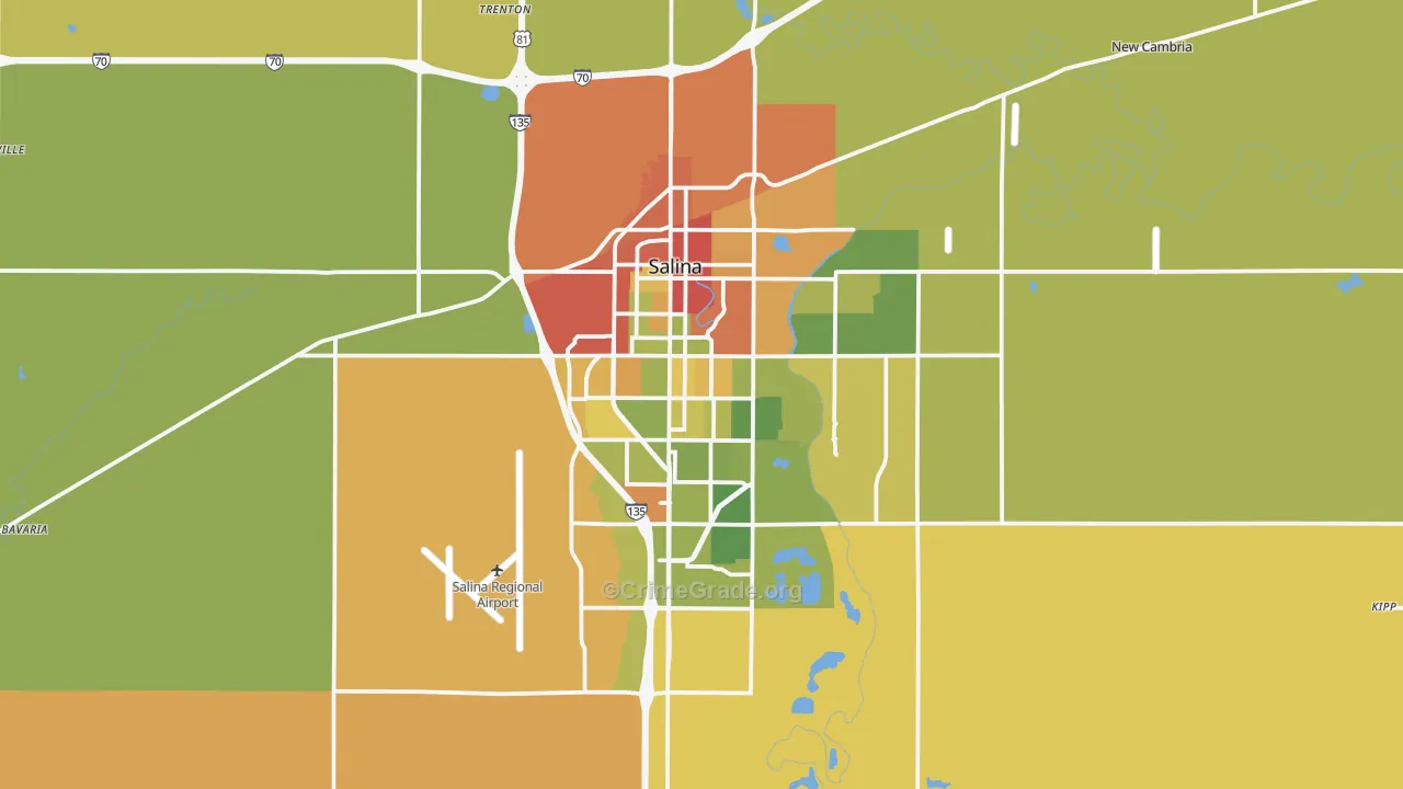 67401, KS Map of Violent Crime Rates