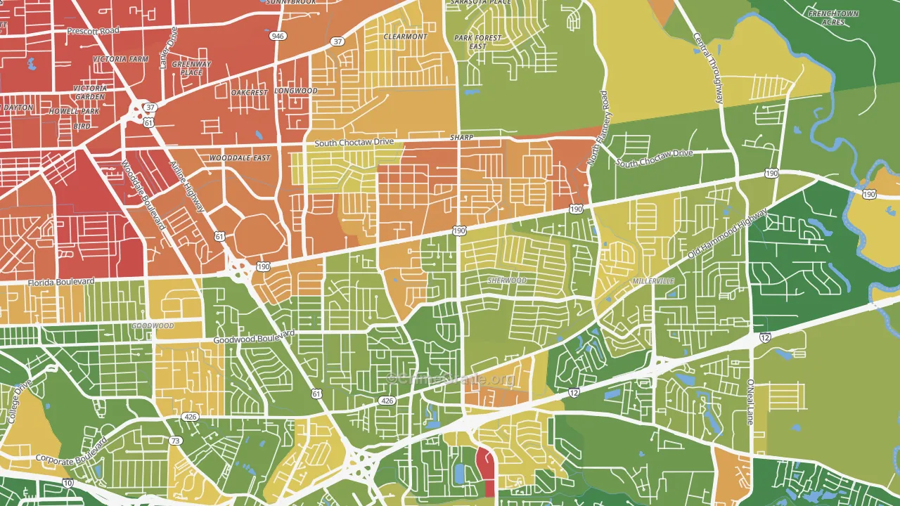 70815, LA Map of Violent Crime Rates
