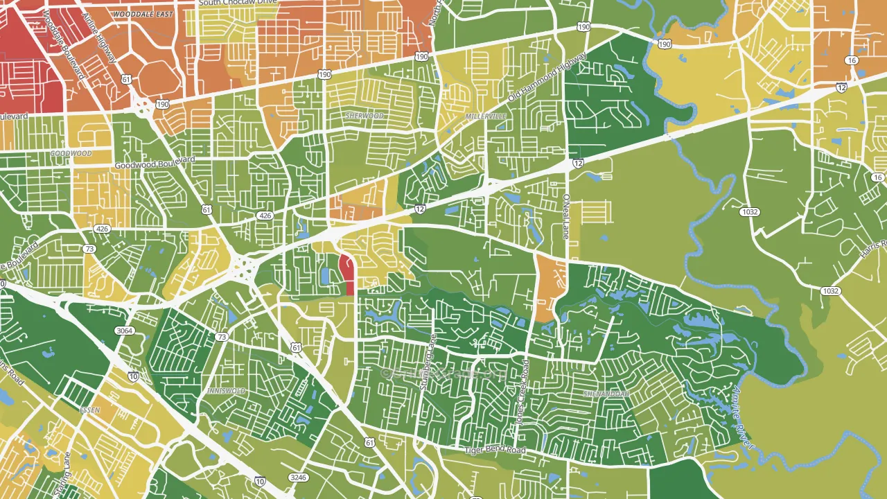 70816, LA Map of Violent Crime Rates