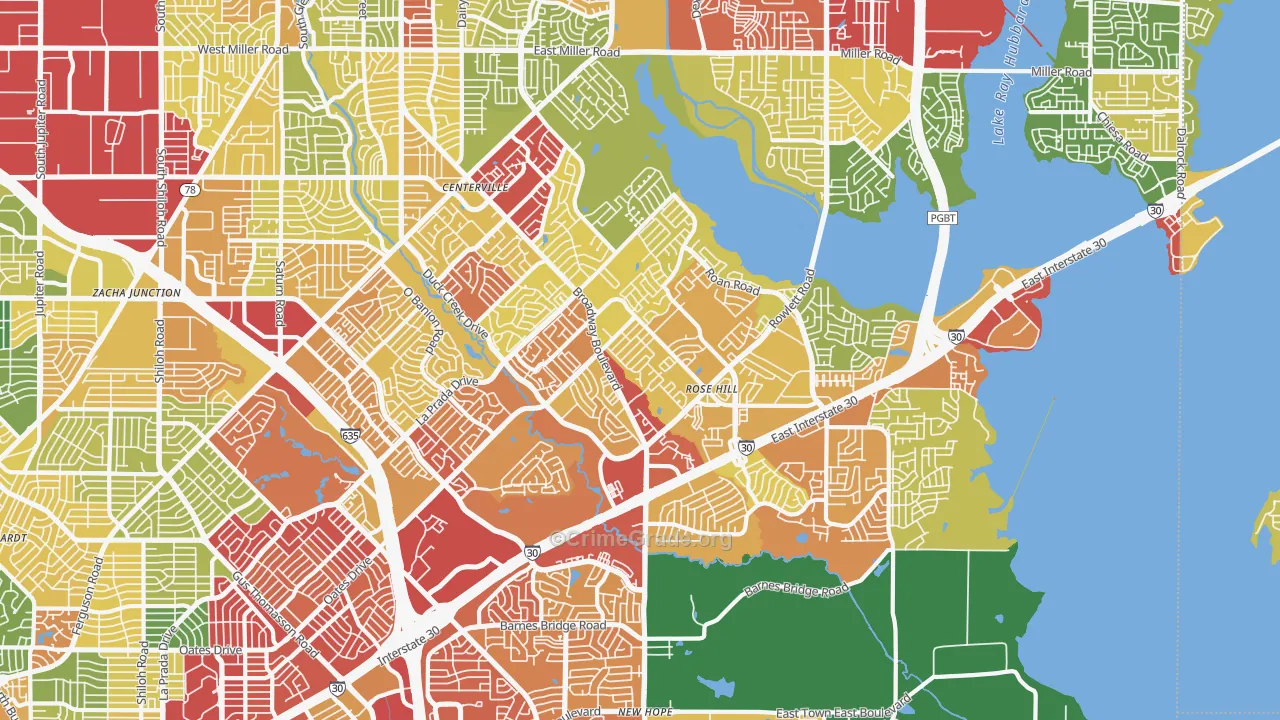 75043, TX Map of Violent Crime Rates