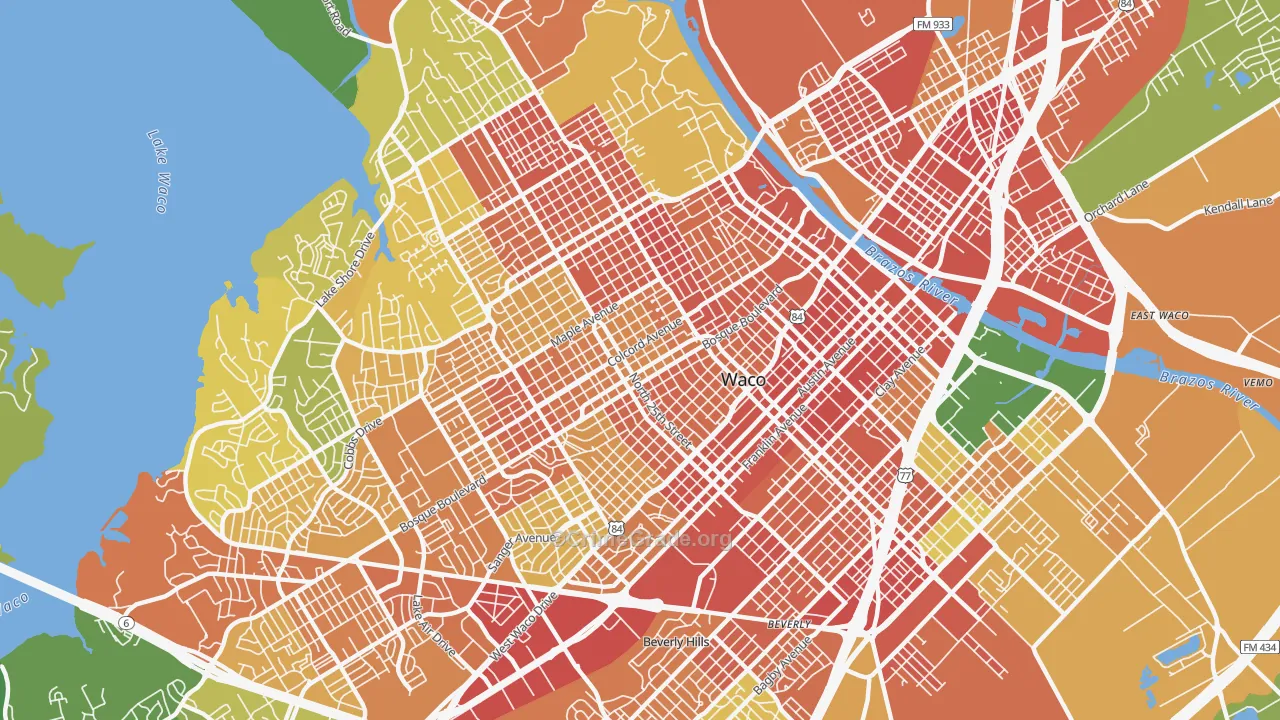 76707, TX Map of Violent Crime Rates