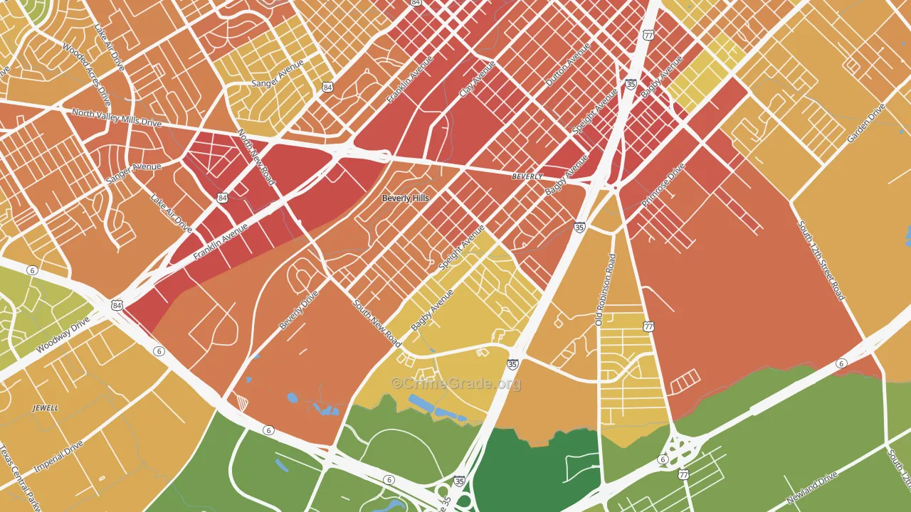 76711, TX Map of Violent Crime Rates