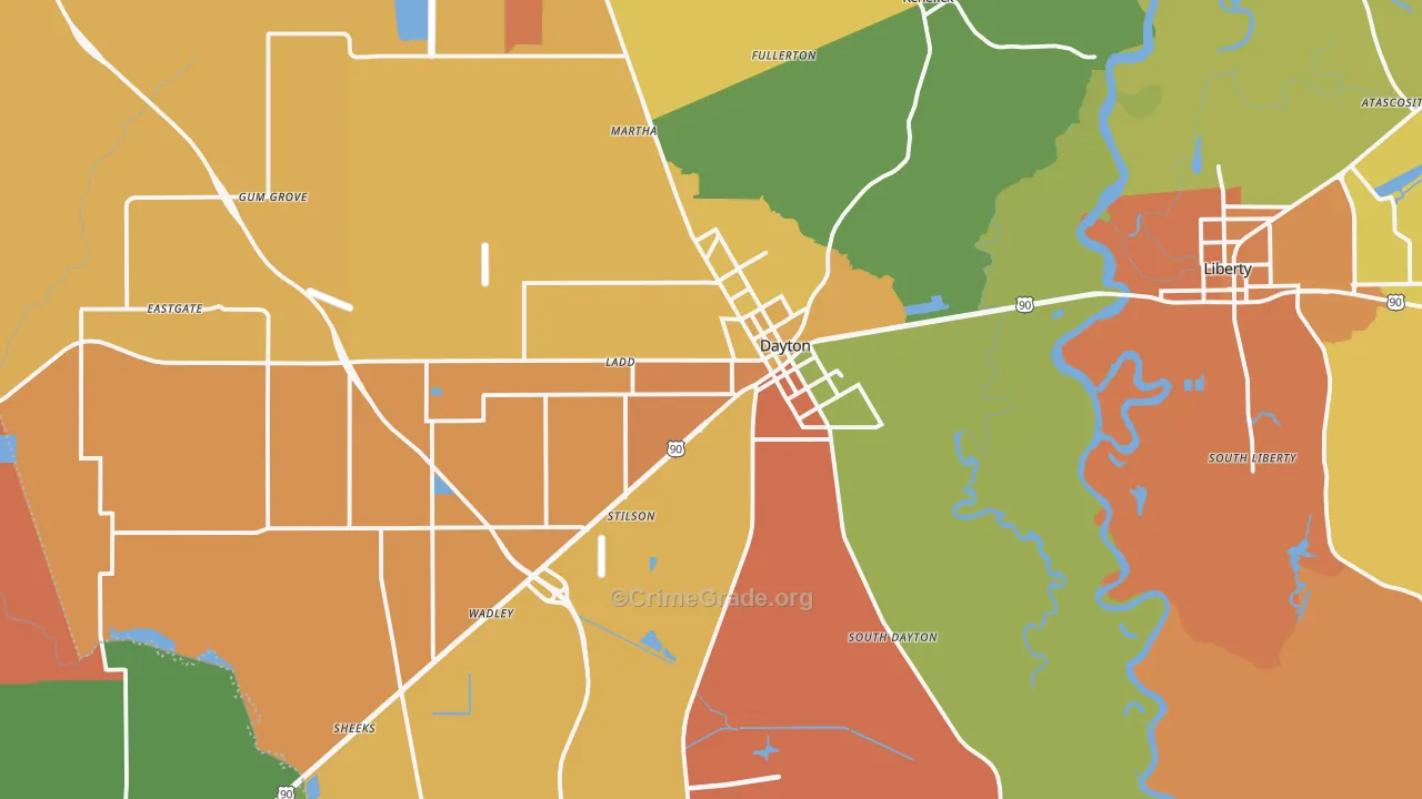 77535, TX Map of Violent Crime Rates