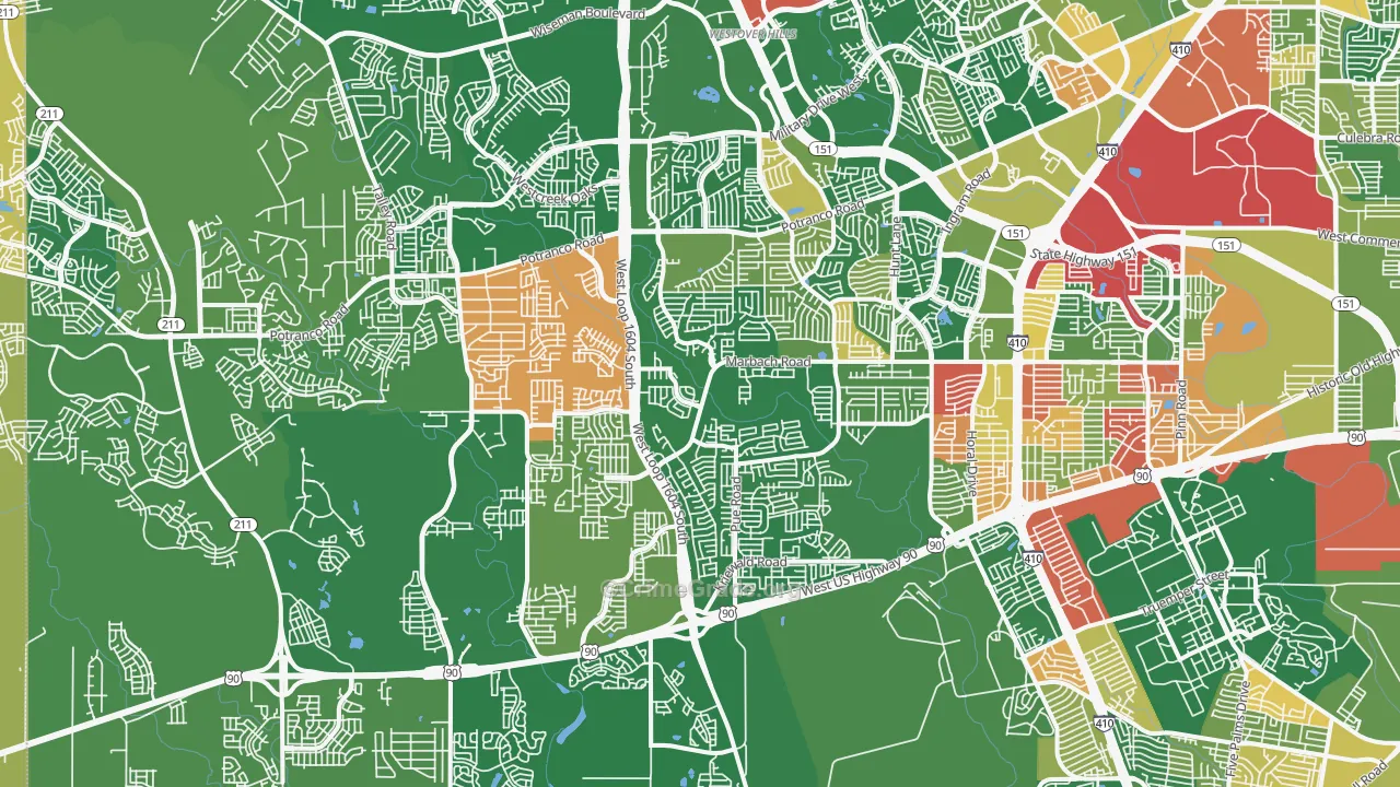 78245, TX Map of Violent Crime Rates