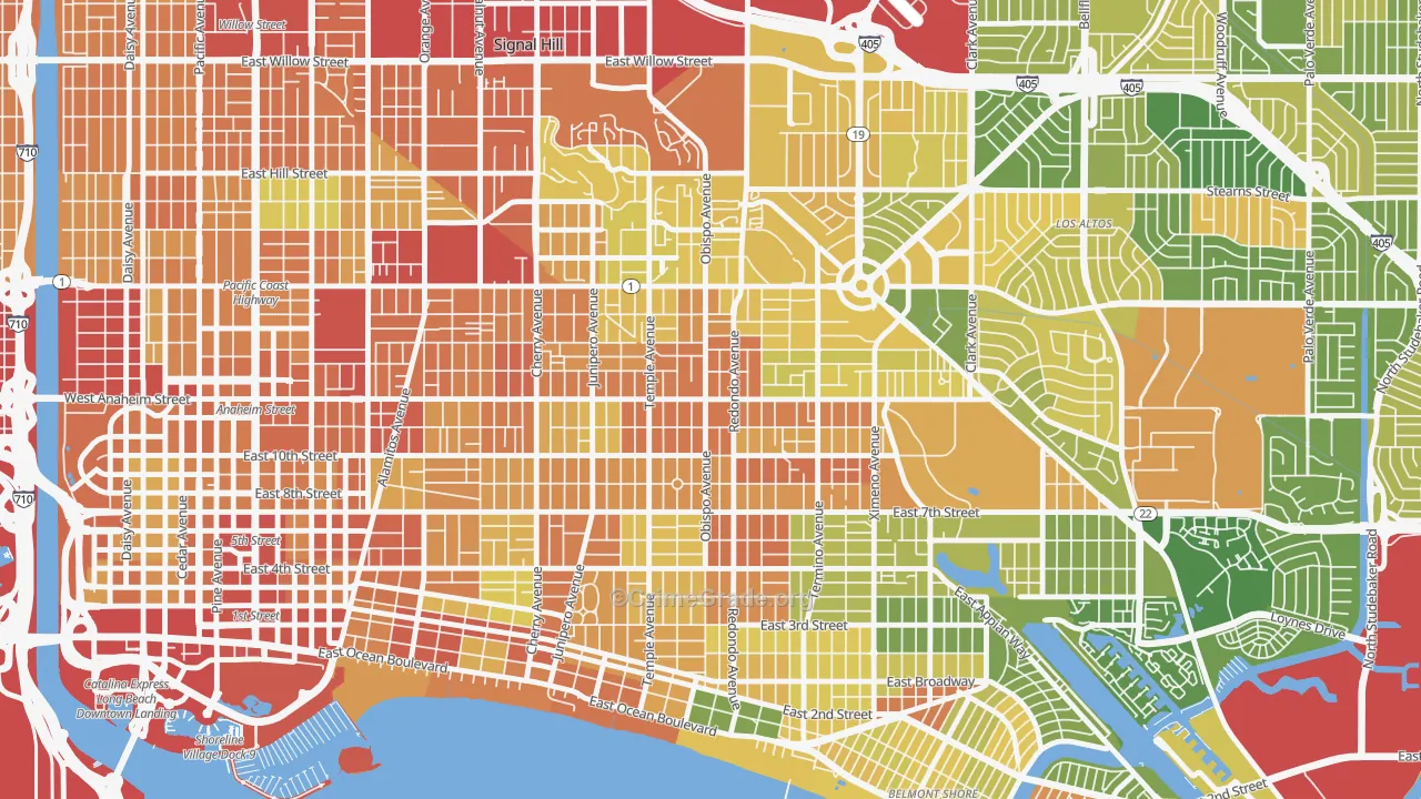 90804, CA Map of Violent Crime Rates
