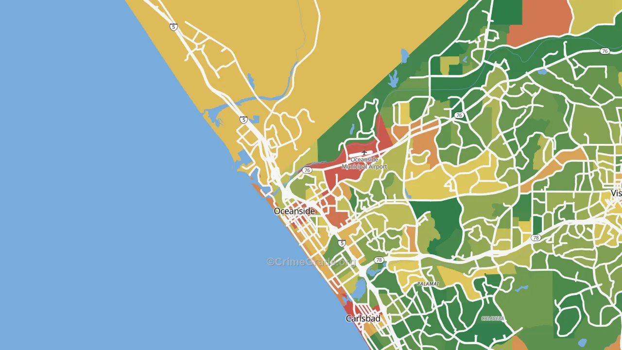 92054, CA Map of Violent Crime Rates