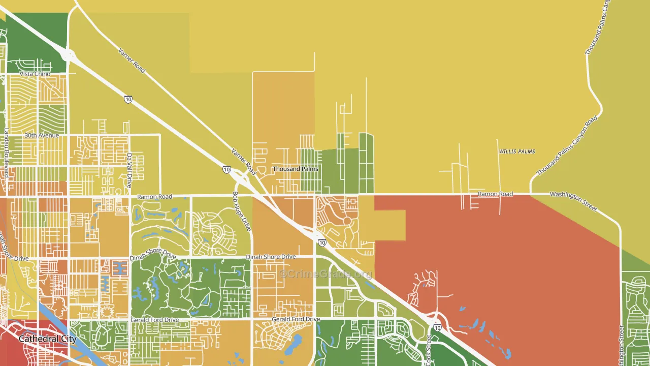 92276, CA Map of Violent Crime Rates
