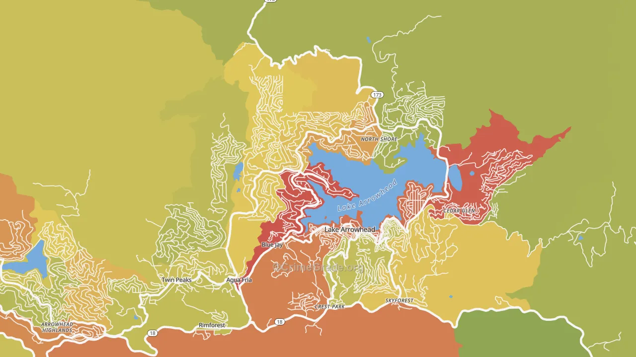 92352, CA Map of Violent Crime Rates