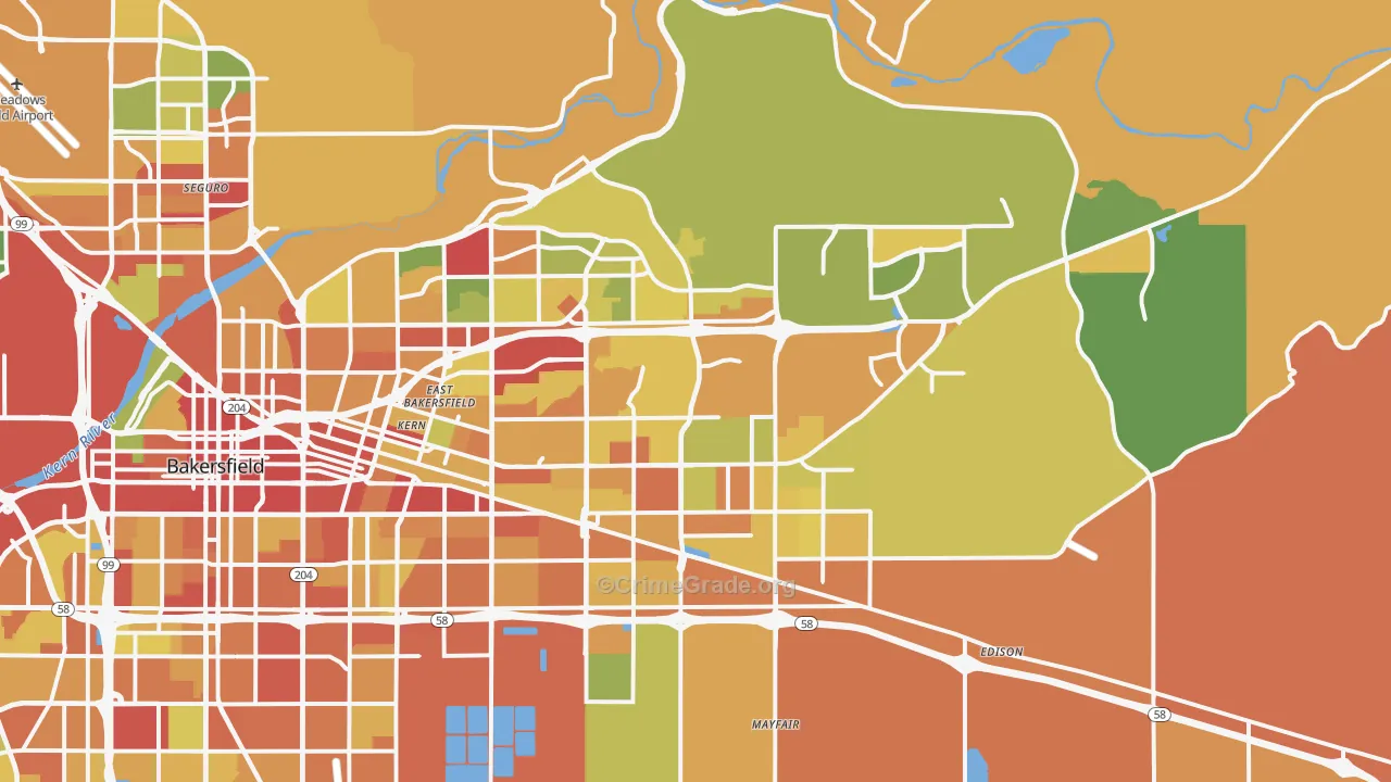 93306, CA Map of Violent Crime Rates