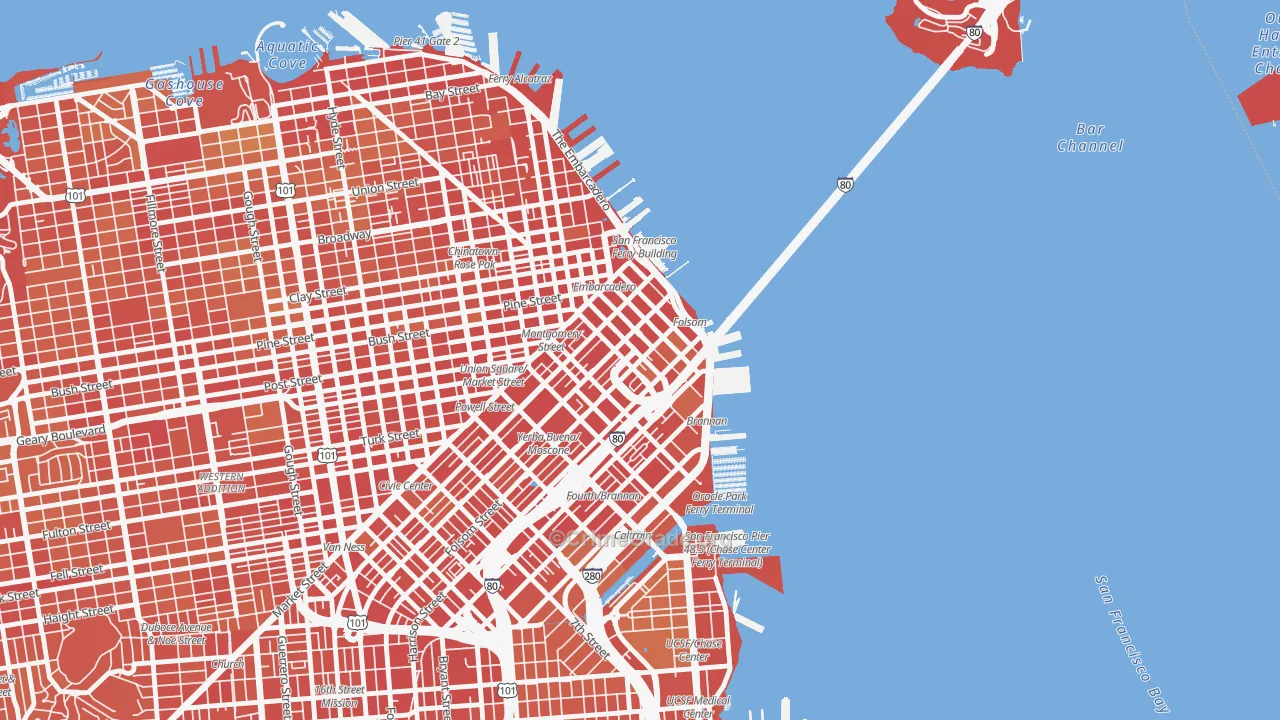 94105, CA Map of Violent Crime Rates