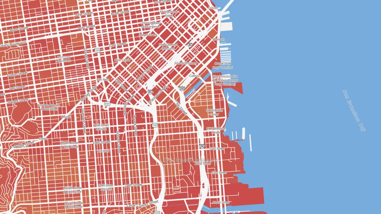 94107, CA Map of Violent Crime Rates