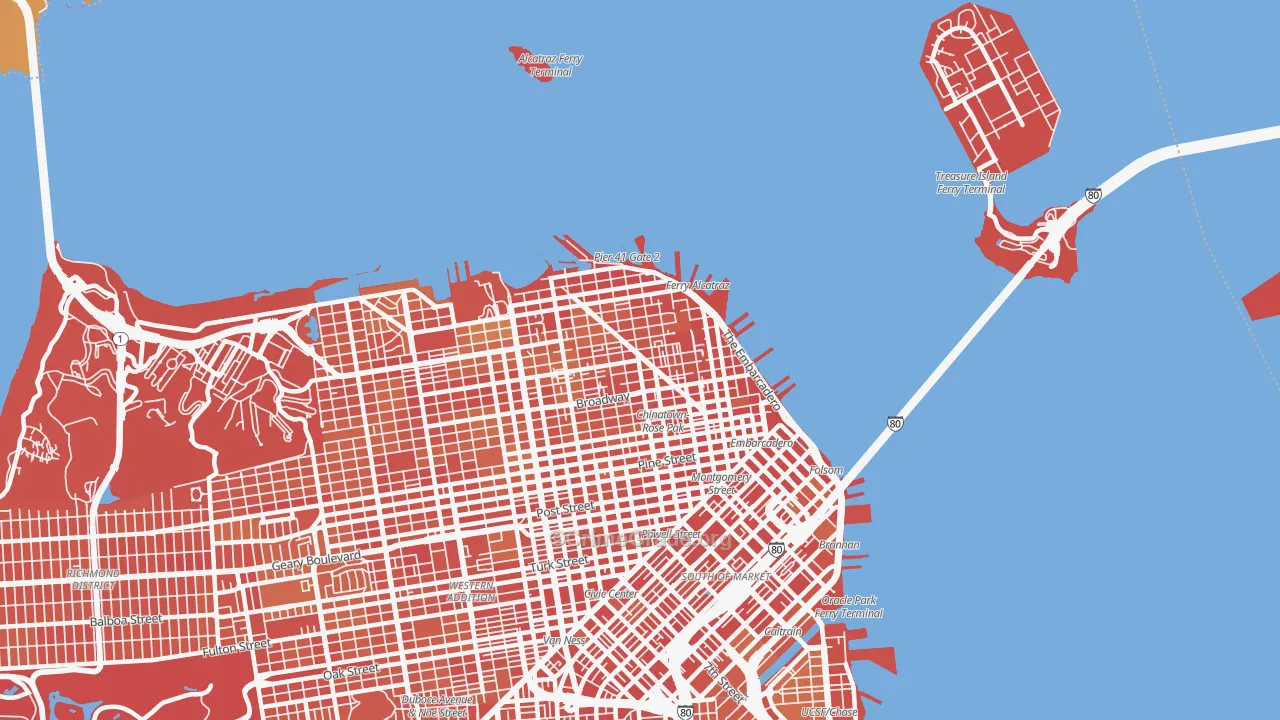 94133, CA Map of Violent Crime Rates