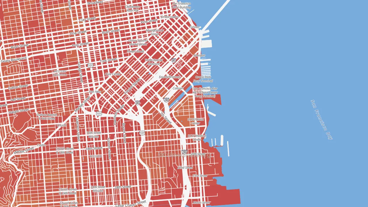 94158, CA Map of Violent Crime Rates