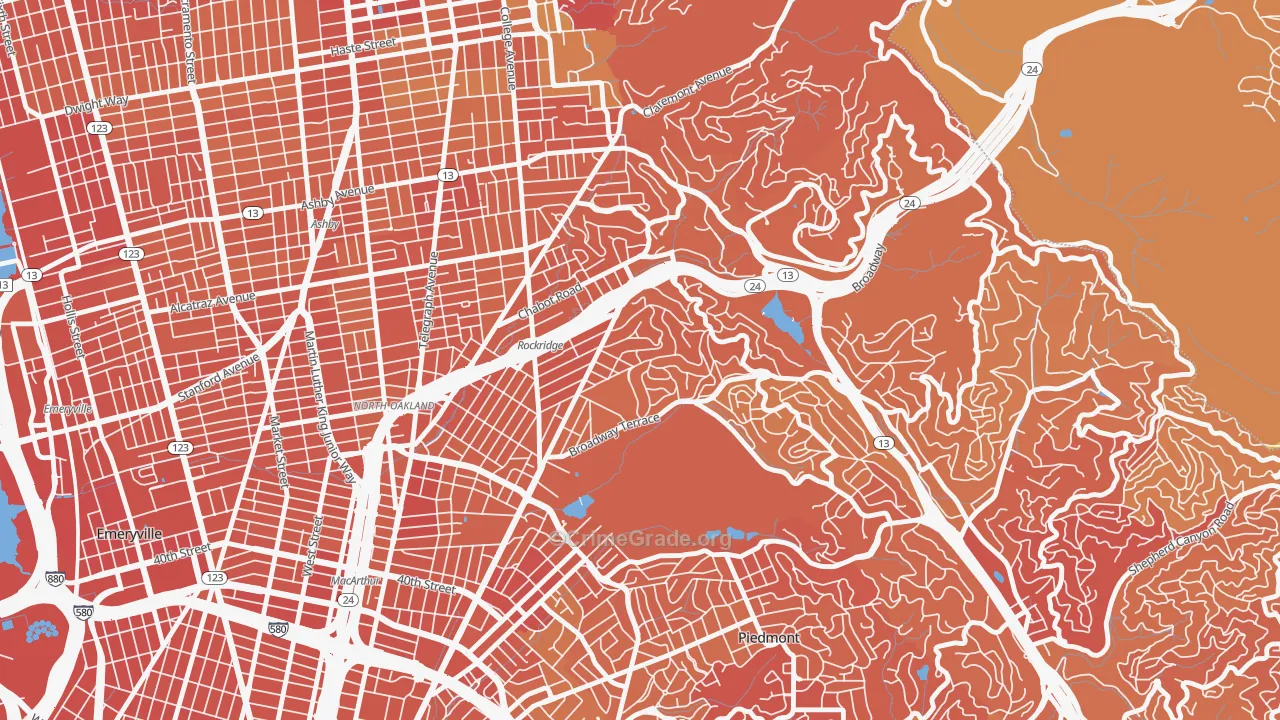 94618, CA Map of Violent Crime Rates