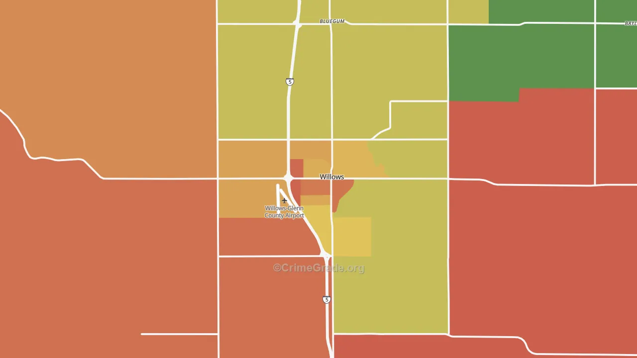 95988, CA Map of Violent Crime Rates