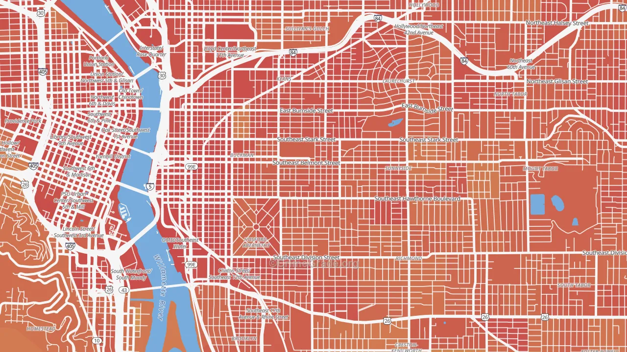 97214, OR Map of Violent Crime Rates