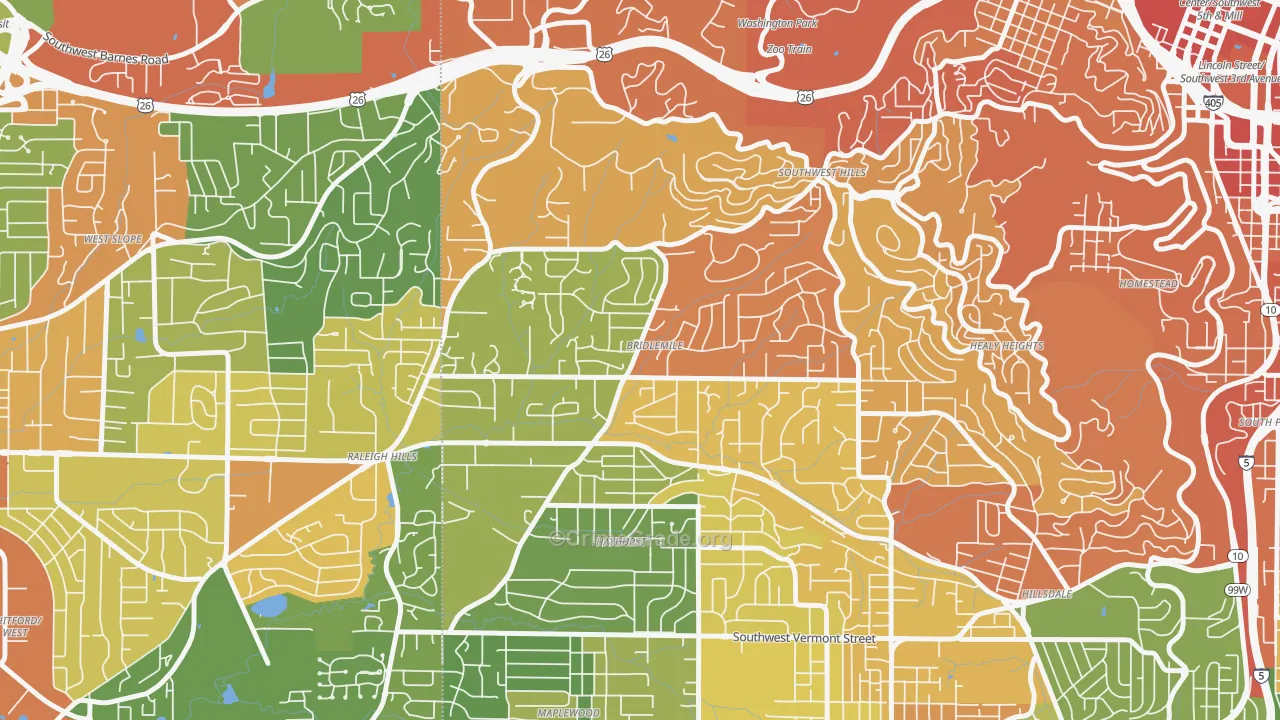 97221, OR Map of Violent Crime Rates