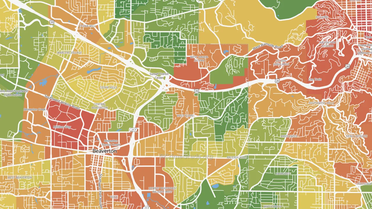 97225, OR Map of Violent Crime Rates